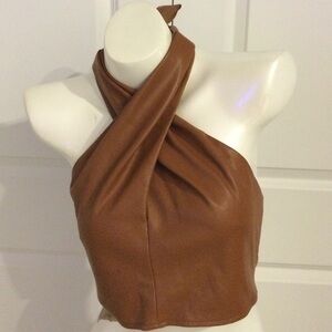 NWT Kai Vegan Leather Halter top